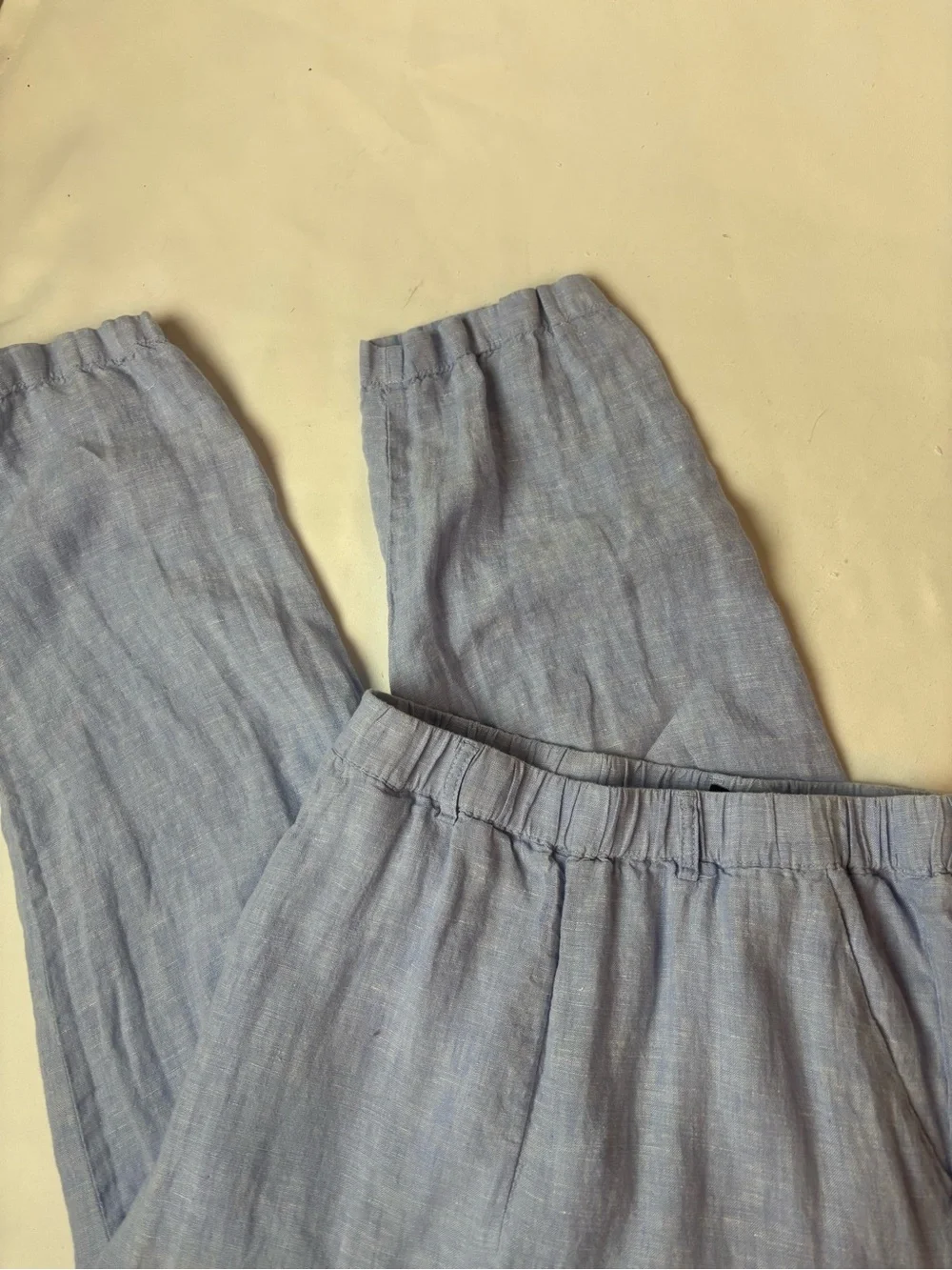 Quince European Linen Crop Pants French Blue  Women’s Small Pull On Pockets